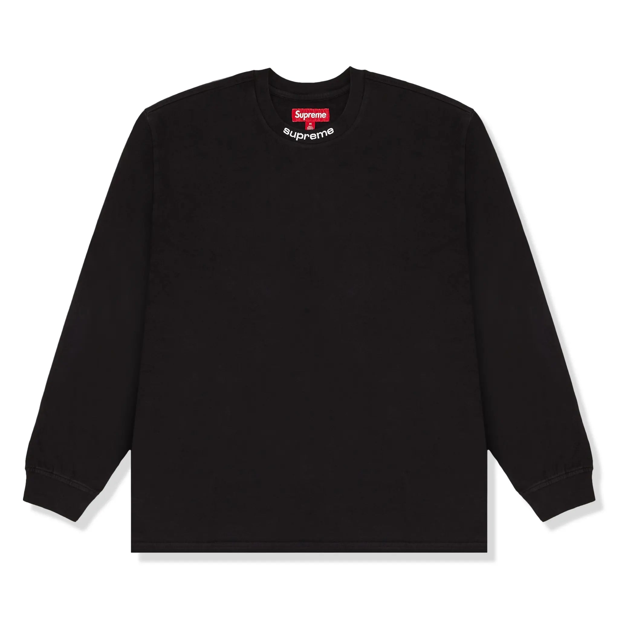 Front View of Preloved - Supreme Embroidered Collar L/S Black Top